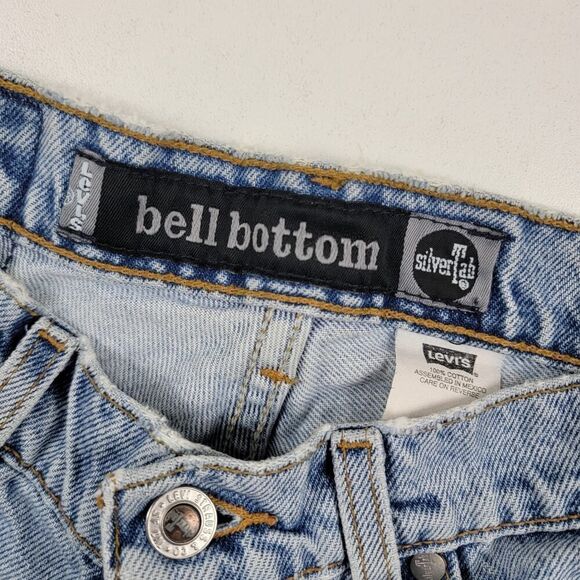 Vintage 90s Levi’s Silver‎ Tab Bellbottom Flare Light Wash Jeans Sz 5 (27x30.5) - Picture 3 of 15
